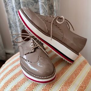 Zara platform oxfords with red trim